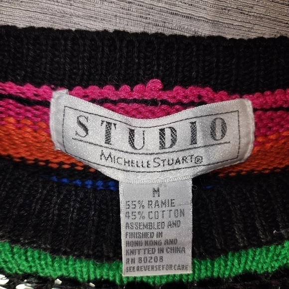 Michelle Stuart Vintage Bright Color's Sequin Long Sleeve Knit Sweater M - Picture 5 of 7